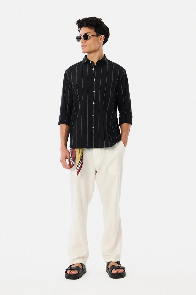 سنيتش Linen Blend Regular Fit Stripes Shirt